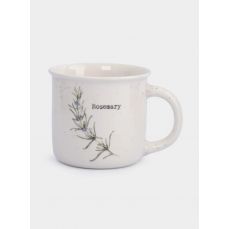 Кружка 370 мл, фарфор, белая, в крапинку, Розмарин, Herbarium new