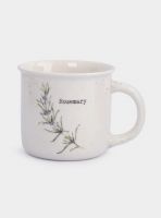 Кружка 370 мл, фарфор, белая, в крапинку, Розмарин, Herbarium new