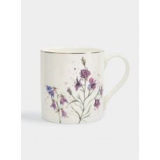 Кружка 380 мл, фарфор, белая, с золотистым кантом, Колокольчики, Giardino