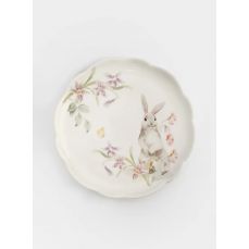 Тарелка закусочная 20 см, керамика, белая, Кролик с цветами, Flower Rabbit