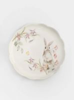 Тарелка закусочная 20 см, керамика, белая, Кролик с цветами, Flower Rabbit