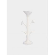 Подсвечник, 20 см, для тонкой свечи, на ножке, керамика, молочный, Цветок