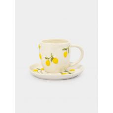 Пара чайная на 1 персону, 2 предмета, 300 мл, фарфор, молочная, Лимоны, Limoncello