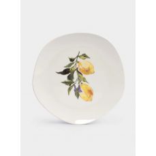 Тарелка обеденная 26 см, фарфор, белая, Лимоны, Lemon branch