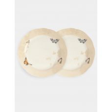 Тарелка закусочная 24 см, 2 шт, фарфор, бежевая, Бабочки, Butterfly garden