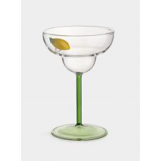 Бокал-креманка для шампанского 260 мл, стекло, зеленая ножка, Лимон, Lemon