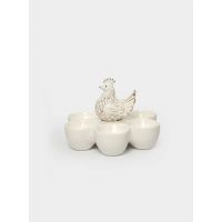 Блюдо пасхальное 14х13 см, 6 отделений, фарфор/полирезин, молочное, Easter