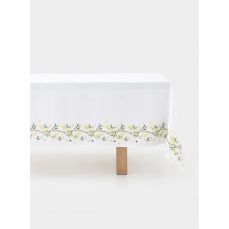 Скатерть 160х160 см, полиэстер, белая, Лимоны на ветках, Lemon branch
