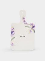 Подставка под горячее 15x26 см, с ручкой, керамика/пробка, белая, Сирень, Meadow