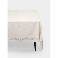 Скатерть 170х250 см, полиэстер/лен, бежевая, Цветы, Gentle garden