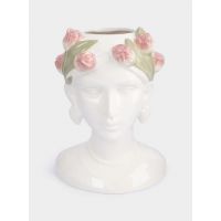 Ваза для цветов 30 см, керамика, молочная, Женщина с тюльпанами, Tulip