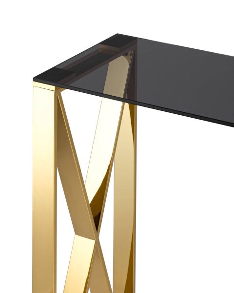 Консоль КРОСС 115x30 золото стекло smoke Stool Group