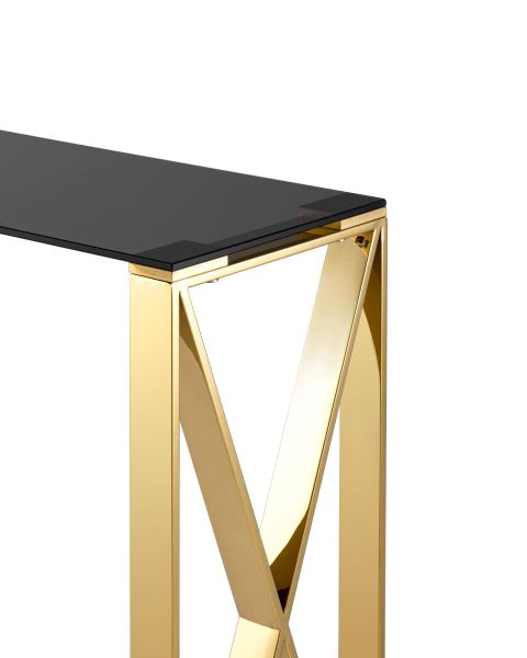 Консоль КРОСС 115x30 золото стекло smoke Stool Group