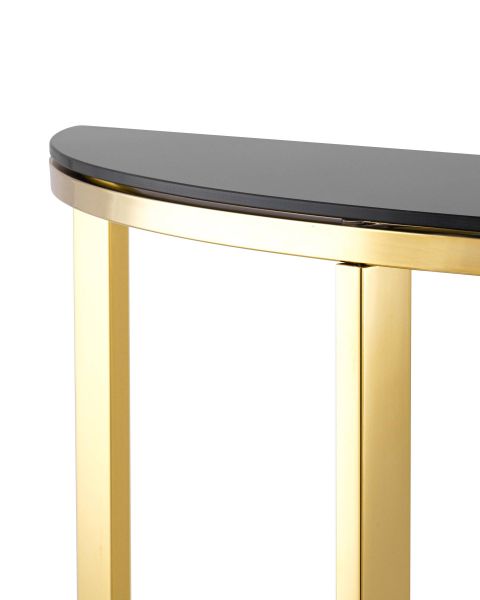 Консоль полукруглая АЛЬБА 115x30 золото стекло черное Stool Group