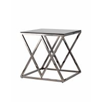 Журнальный стол 55x55 ИНСИГНИЯ сталь темный хром стекло smoke Stool Group