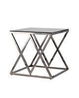 Журнальный стол 55x55 ИНСИГНИЯ сталь темный хром стекло smoke Stool Group