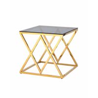 Журнальный стол 55x55 ИНСИГНИЯ золото стекло smoke Stool Group