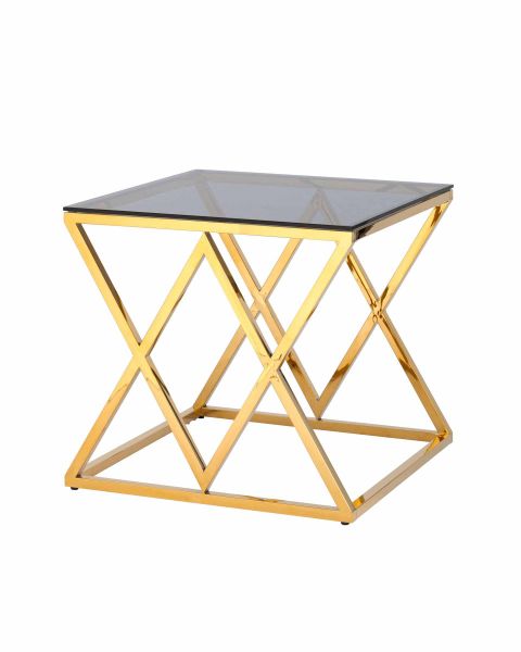 Журнальный стол 55x55 ИНСИГНИЯ золото стекло smoke Stool Group