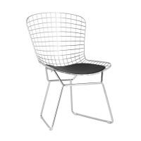 Стул обеденный Bertoia хромированный с черной подушкой Stool Group