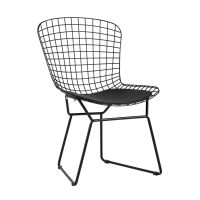 Стул обеденный Bertoia черный с черной подушкой Stool Group