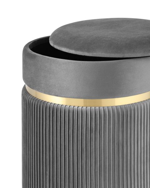 Пуф Миранда с ящиком велюр серый Stool Group