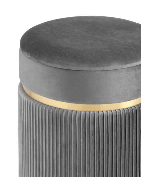 Пуф Миранда с ящиком велюр серый Stool Group