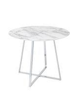 Стол обеденный Дакота 100x100 белый мрамор ножки хром Stool Group
