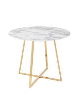 Стол обеденный Дакота 100x100 белый мрамор ножки золото Stool Group