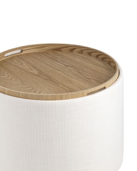 Пуф-столик с ящиком Хюгге L рогожка белый Stool Group