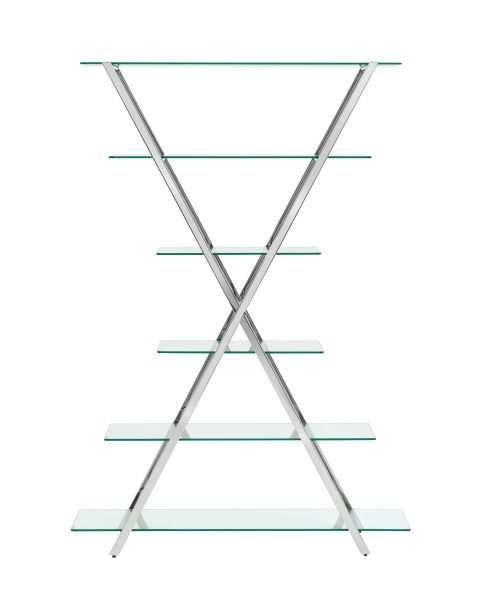 Стеллаж Гейт прозрачное стекло сталь серебро Stool Group