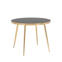 Стол обеденный Гелиос 100x100 стекло черный мрамор сталь золото Stool Group