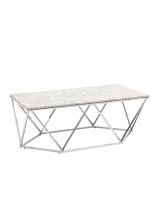 Журнальный столик Авалон 122x66 серый мрамор сталь серебро Stool Group