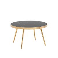 Журнальный столик Гелиос 80x80 стекло черный мрамор сталь золото Stool Group