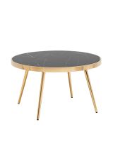 Журнальный столик Гелиос 80x80 стекло черный мрамор сталь золото Stool Group