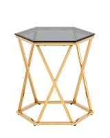 Журнальный столик Круз 48x42 стекло smoke сталь золото Stool Group