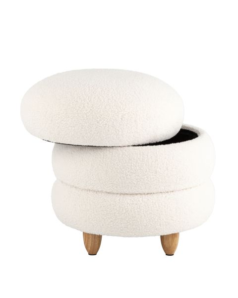 Пуф с ящиком Винни L тедди белый Stool Group