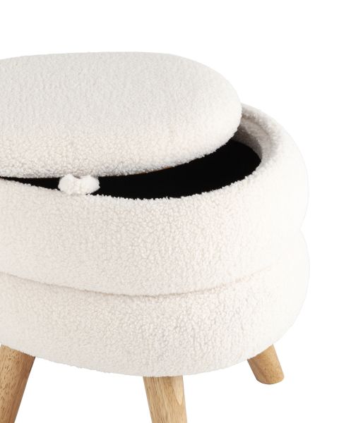 Пуф с ящиком Винни M тедди белый Stool Group