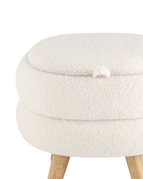 Пуф с ящиком Винни M тедди белый Stool Group