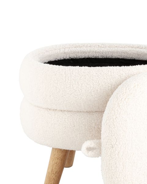 Пуф с ящиком Винни M тедди белый Stool Group