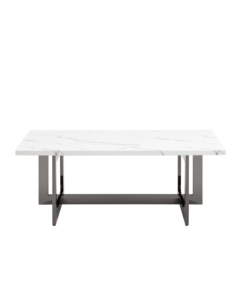 Журнальный столик Нэйтан 122x61 белый мрамор сталь темный хром Stool Group