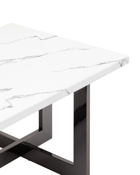 Журнальный столик Нэйтан 122x61 белый мрамор сталь темный хром Stool Group