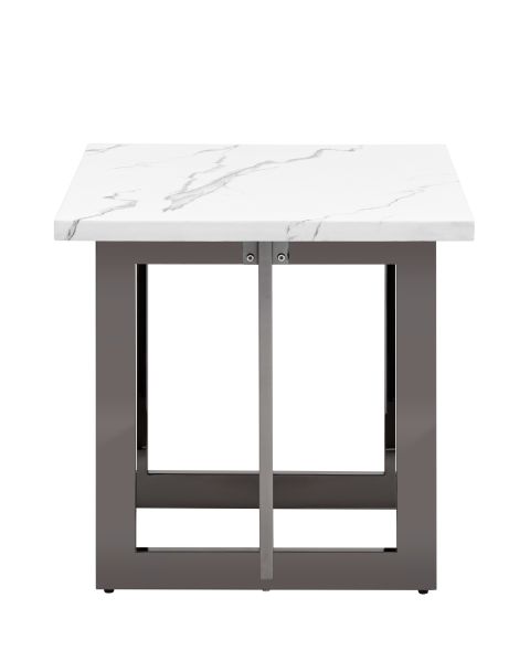 Журнальный столик Нэйтан 61x61 белый мрамор сталь темный хром Stool Group