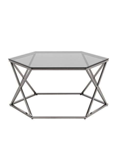 Журнальный столик Круз 93x80 стекло smoke сталь темный хром Stool Group