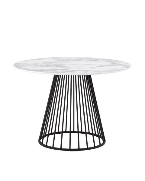 Стол обеденный Ливерпуль 110x110 белый мрамор черная ножка Stool Group