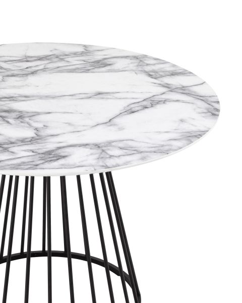 Стол обеденный Ливерпуль 110x110 белый мрамор черная ножка Stool Group