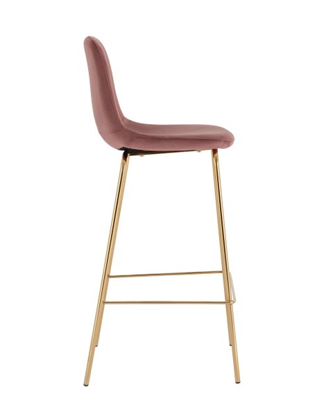 Стул полубарный Валенсия SN велюр розовый золотые ножки Stool Group