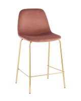 Стул полубарный Валенсия SN велюр розовый золотые ножки Stool Group