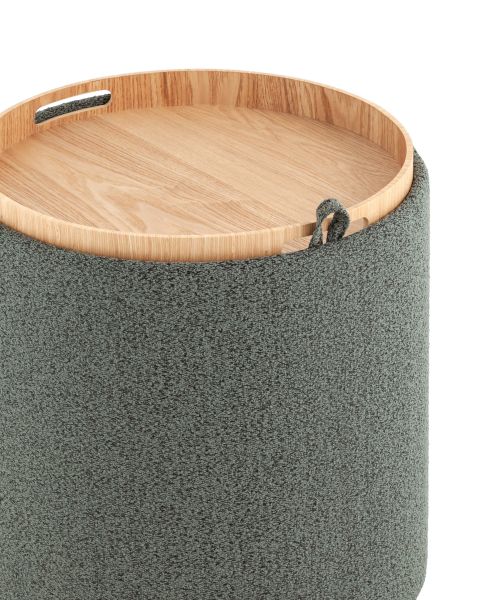 Пуф-столик с ящиком Хюгге S букле темно-серый Stool Group