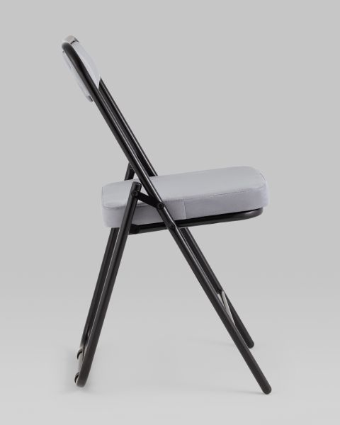 Складной стул Джонни велюр серый каркас черный матовый Stool Group