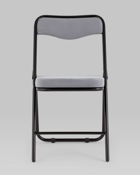 Складной стул Джонни велюр серый каркас черный матовый Stool Group